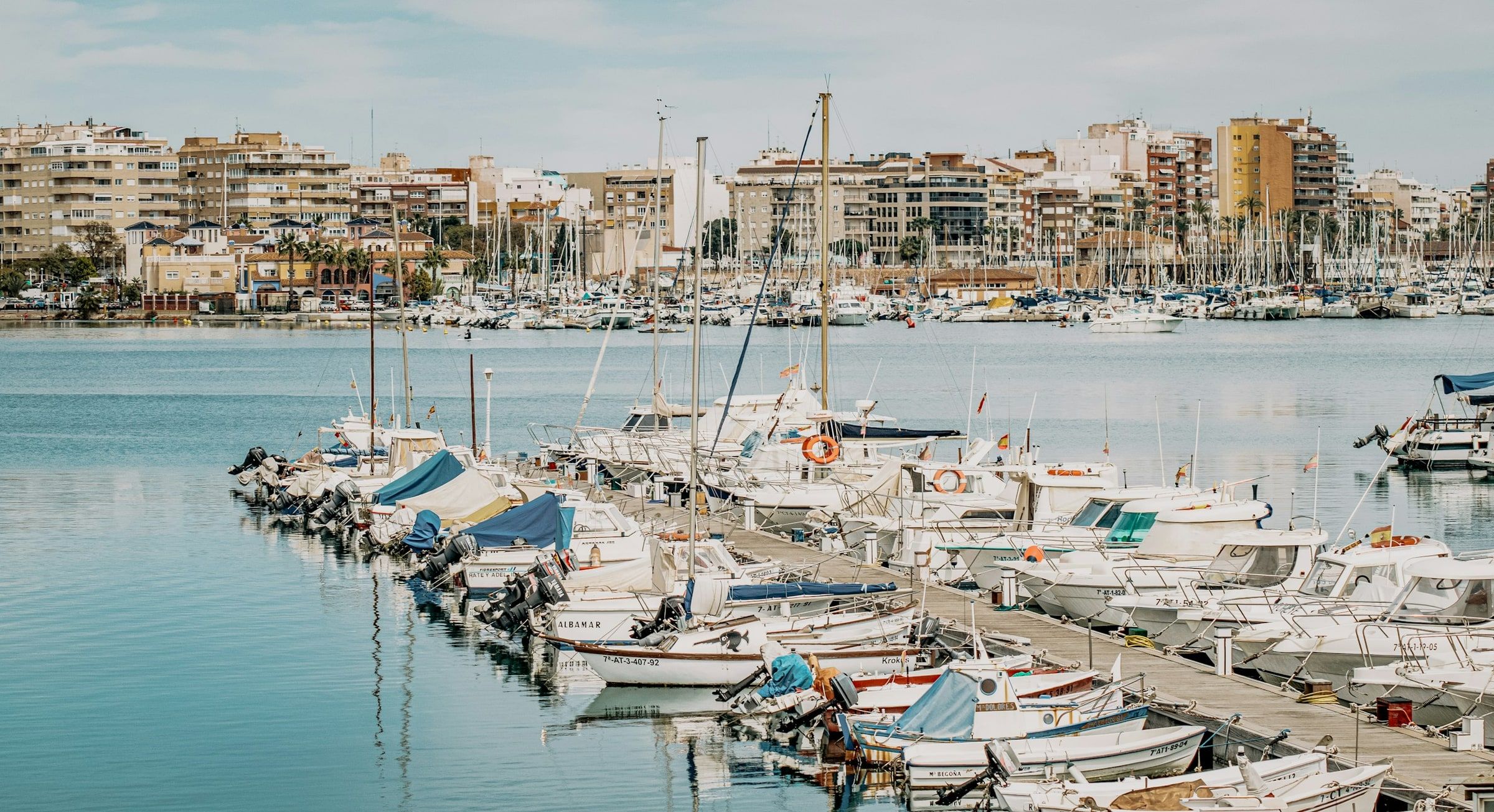 Torrevieja marina with the town behind
